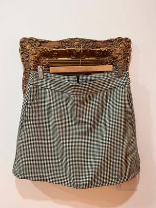 Saia-Calção Zara Xadrez Verde e Branco