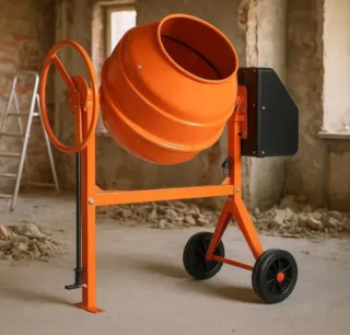 Hormigonera de obra naranja