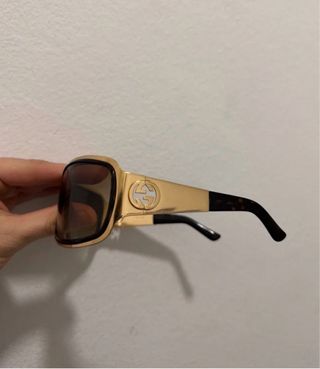 Gafas de Sol Vintage Gucci Marrón y Dorado