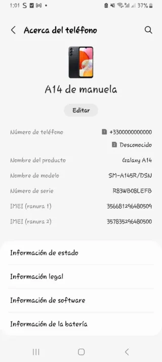 Samsung Galaxy A14 Negro