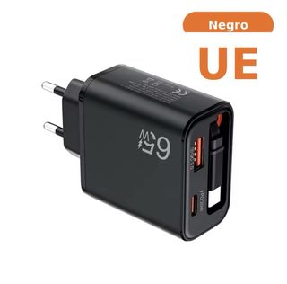 Cargador 65W con cable USB-C retráctil (integrado)