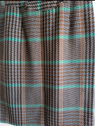 Falda lana 100% cuadros marrón y verde