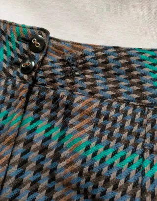 Falda lana 100% cuadros marrón y verde