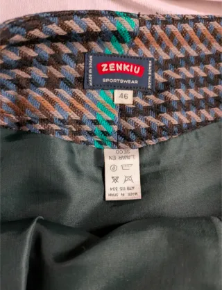 Falda lana 100% cuadros marrón y verde