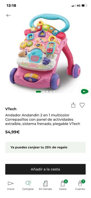 Correpasillos VTech Andador Andandín 2 en 1 Rosa