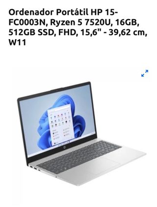 Portátil HP 15-FC0003N Ryzen 5 7520U