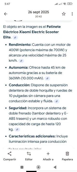 Patinete Eléctrico Xiaomi Electric Scooter Elite