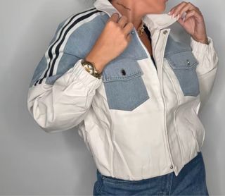 Cazadora polipiel/vaquera y blanca