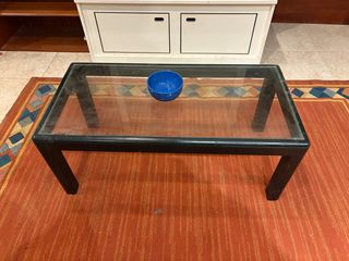 Mesa de centro cristal y madera