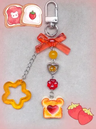 Heart strawberry toast charm kawaii coquette