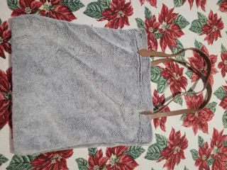 Borsa shopper in peluche grigia