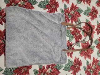 Borsa shopper in peluche grigia