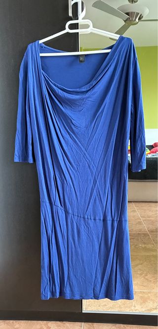 Vestido azul drapeado