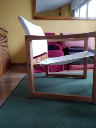 Poltrone vintage scandinave in legno e tela