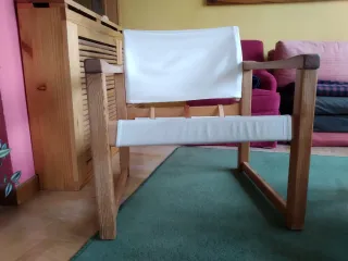 Poltrone vintage scandinave in legno e tela