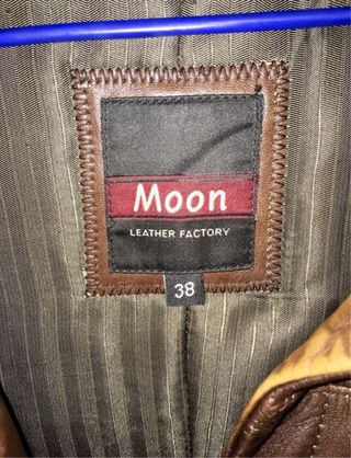 Chaqueta larga cuero marrón