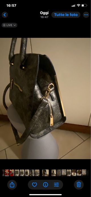 Nuova￼ borsa Cafe'Noir similpelle nera e oro