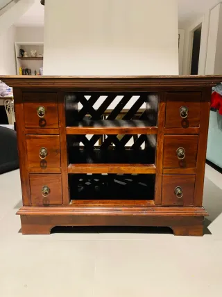 Mueble TV madera con cajones y estantes