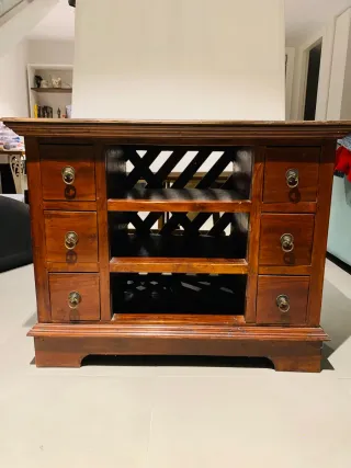 Mueble TV madera con cajones y estantes