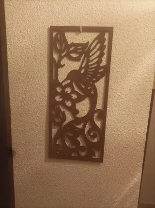 Cuadro decorativo MDF Colibrí y Flores 4mm