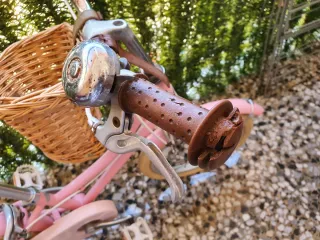Bicicleta infantil rosa con cesta