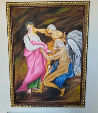 Dipinto olio su tela 50x70 cornice legno