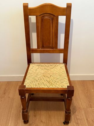 4 Sillas Comedor Madera y Rattan