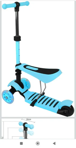 Patinete 3 Ruedas con Asiento Azul. 2 por 50 euros
