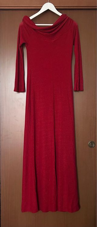 Vestito lungo rosso brillantinato