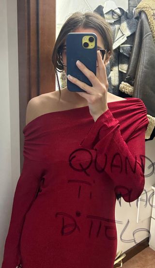 Vestito lungo rosso brillantinato