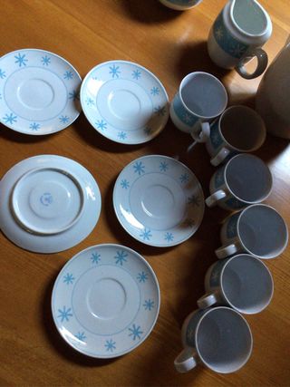 Juego de café porcelana azul y blanco