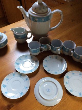 Juego de café porcelana azul y blanco