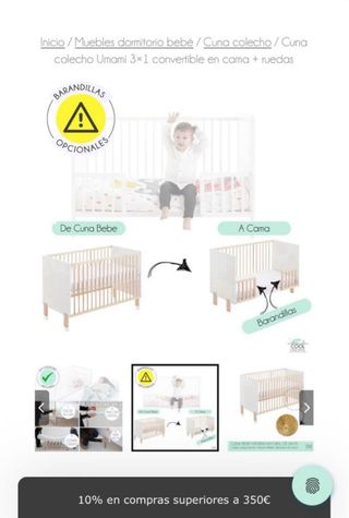 Cuna colecho para cama de bebé