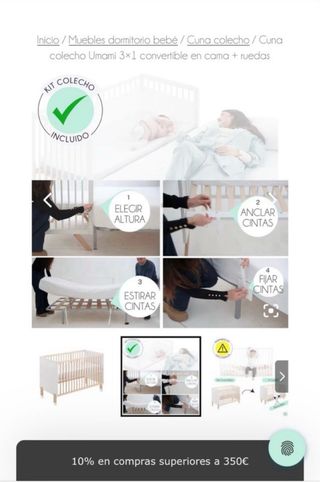 Cuna colecho para cama de bebé