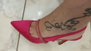 Décolleté raso e strass fucsia