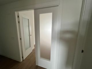 Puerta doble de salón blanca con cristal