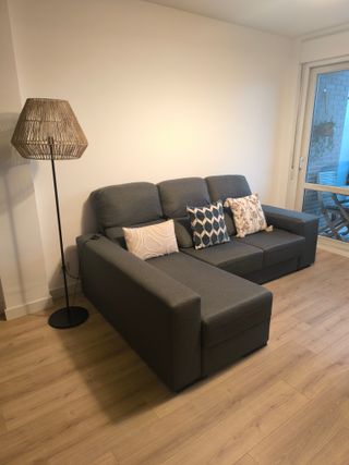 Sofá chaise longue 3 plazas gris oscuro