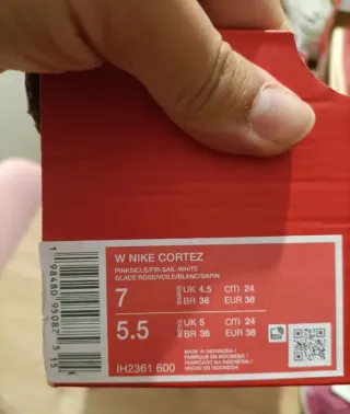 T38 Nike Cortez Rosa y Negro