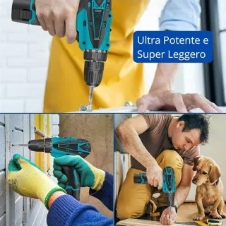 Trapano Avvitatore 48V + 2 Batterie + 24 Accessori