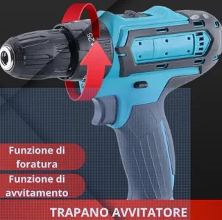 Trapano Avvitatore 48V + 2 Batterie + 24 Accessori