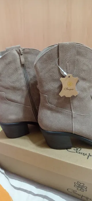 Botines piel mujer beige