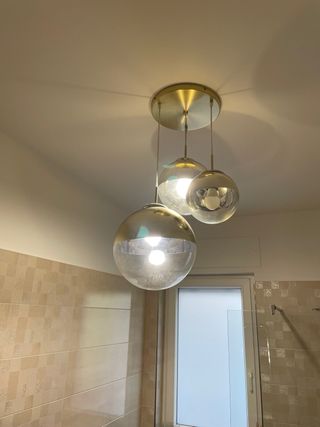 Lampadario moderno oro e trasparente
