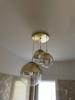 Lampadario moderno oro e trasparente
