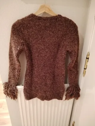 Jersey Zara marrón flecos talla S nuevo