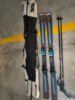 Esquís HEAD con fijaciones con funda y bastones