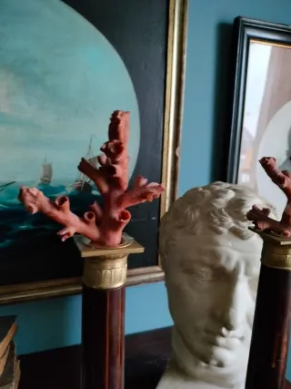 Pareja columnas peanas imperio marinos decorativas