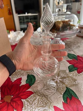 Boccetta in vetro soffiato trasparente