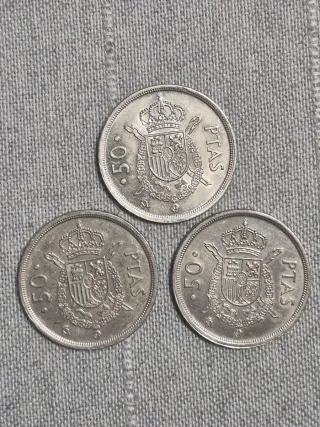 Monedas 50 Pesetas Juan Carlos I 1982,1983 y 1984