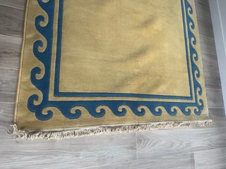 Alfombra grande color tostado y azul, 250 x 160 cm