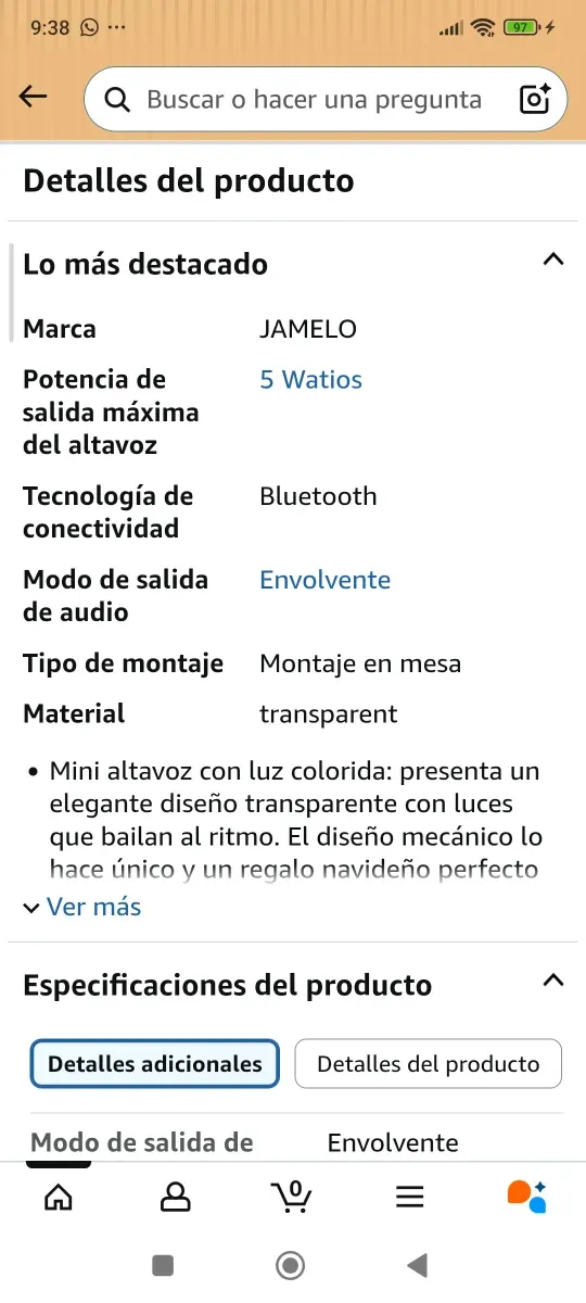 Altavoz portátil 5W con luz